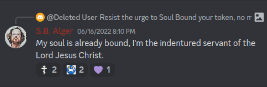 Discord S.B, Alger  My soul is already bound, I